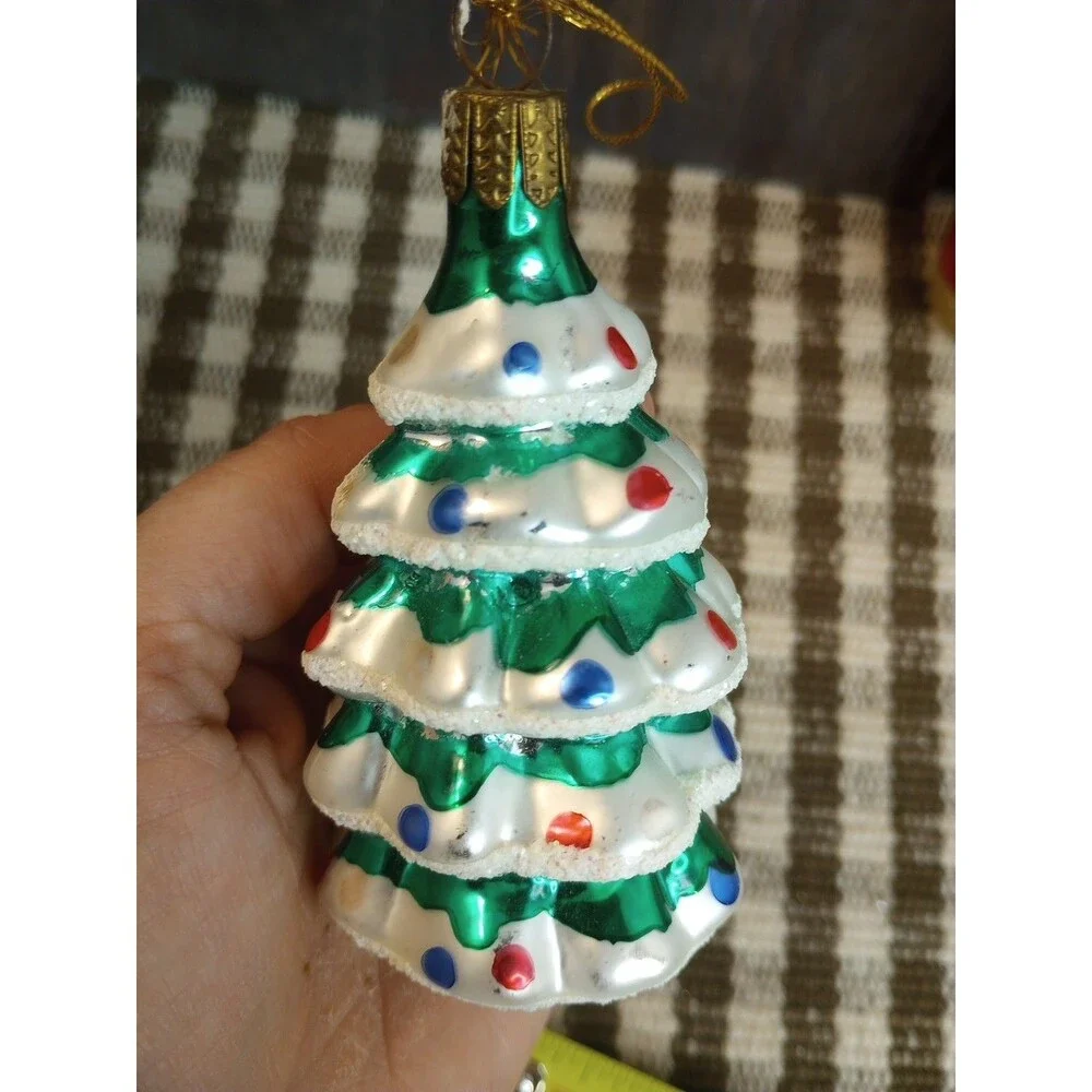 Vintage Made In Germany Mercury Blown Glass Christmas Tree Shaped Ornament
